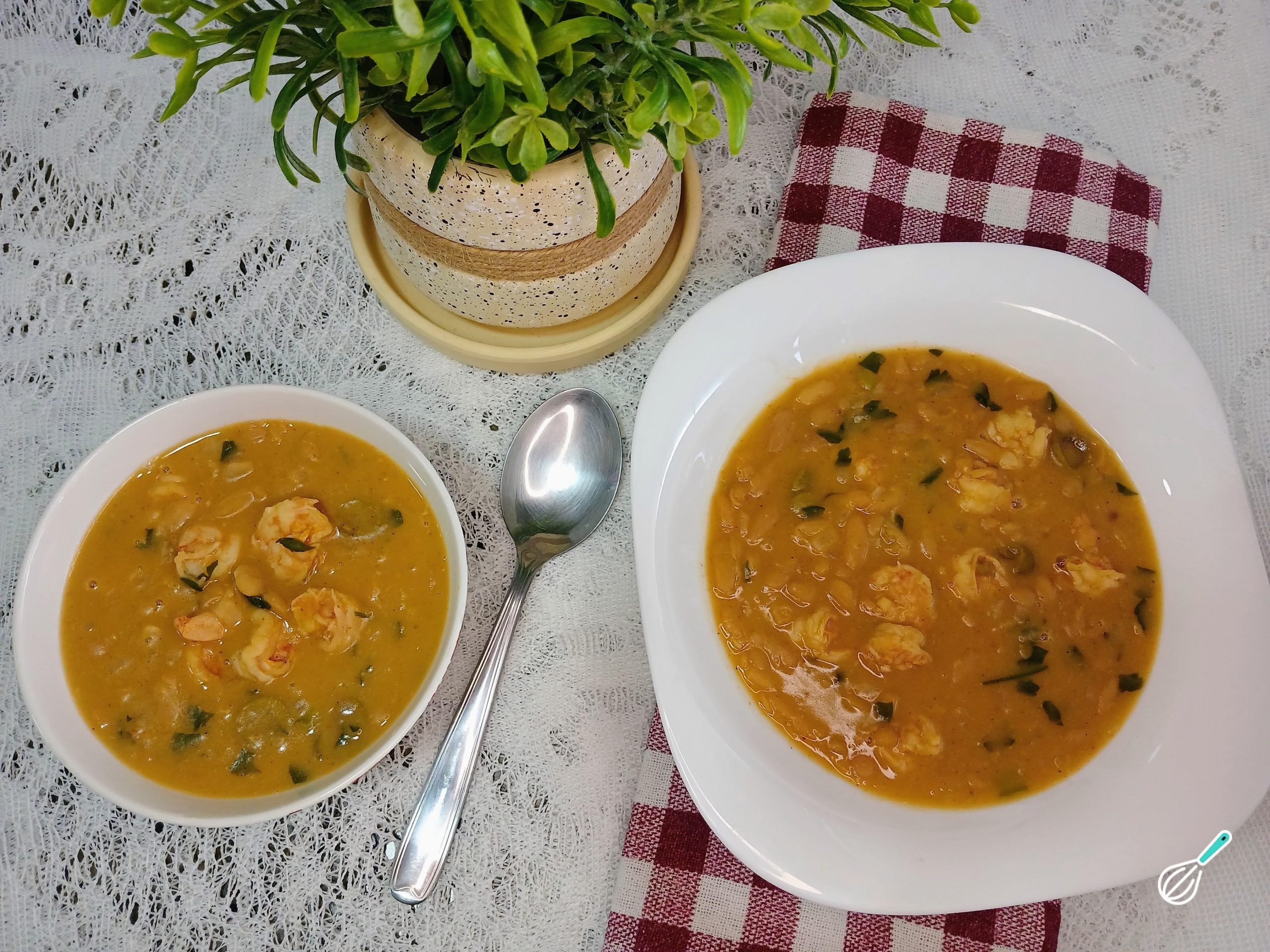 Feijão branco com camarão: suave e saboroso