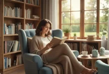 Mulher lendo livro como forma de autocuidado emocional e bem-estar feminino