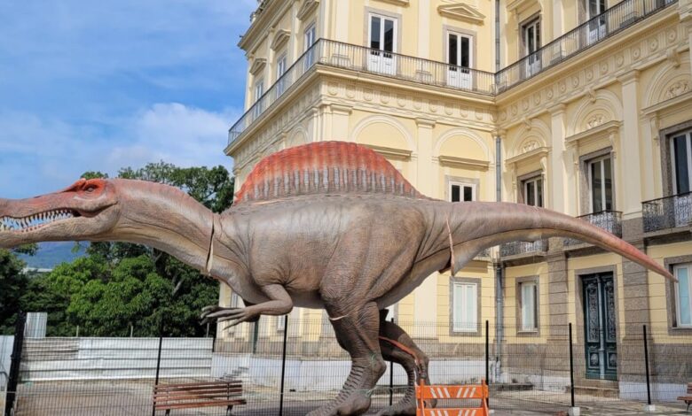 Museu Nacional ganha réplica de dinossauro brasileiro com 15 metros