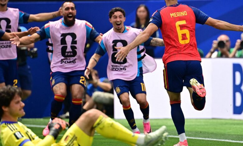 Merino decide outra vez, Espanha vai à semifinal e frustra sonho belga