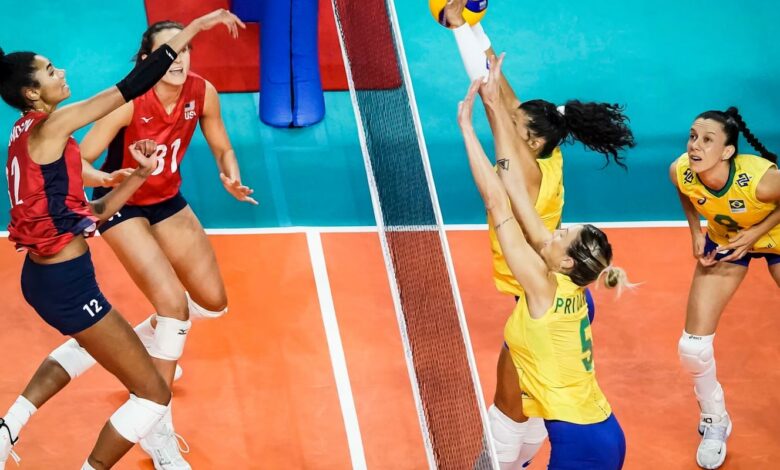 Brasil é superado pelos Estados Unidos por 3 a 0 no vôlei feminino