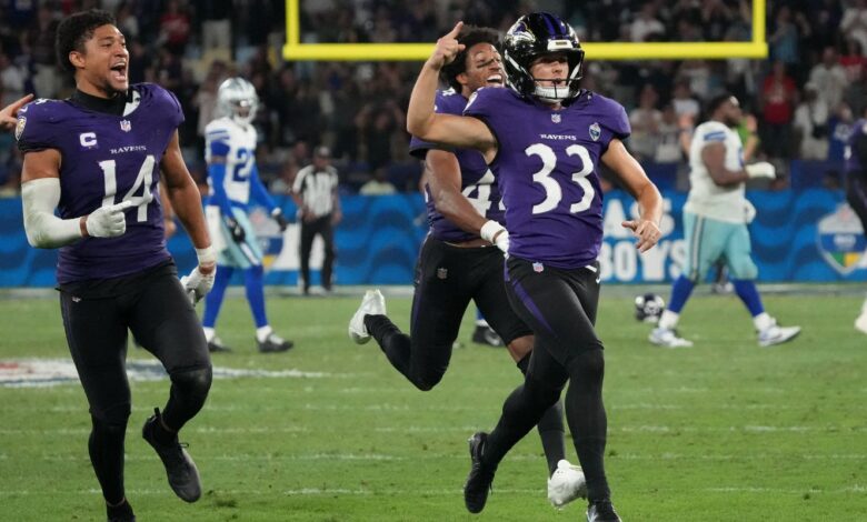 No último segundo, Baltimore Ravens batem Dallas Cowboys no Rio